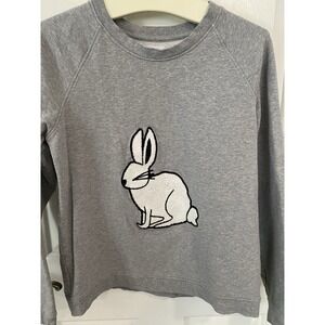 Woman's M + A Monica Andy Lounge Size Medium Gray Bunny Rabbit Sweatshirt Easter